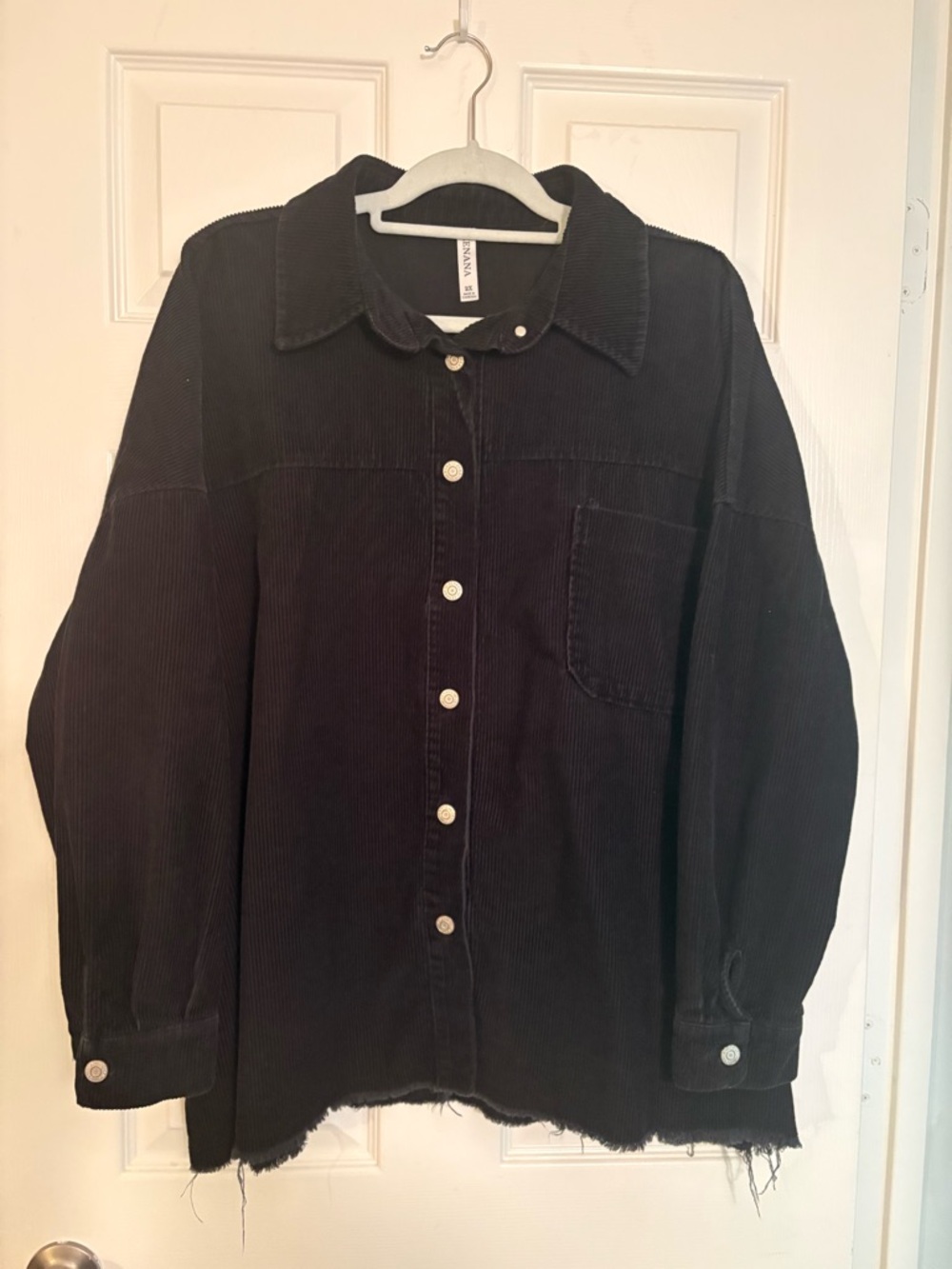 Zenana Outfitters Black Corduroy Button-Up Jacket